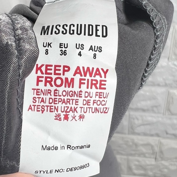 🆕 Missguided Charcoal Silky Asymmetric Faux Wrap Dress - Picture 10 of 10